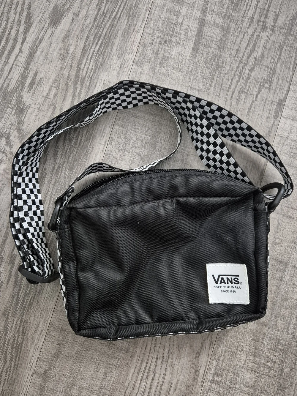 Vans Black Crossbody with Checkerboard Strap - Picture 1 of 6